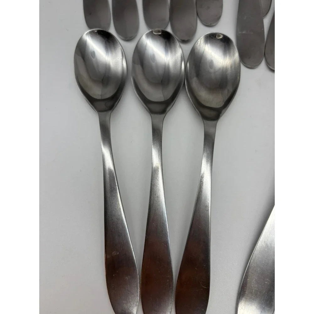 Cambridge Apex Flatware 30pc Silver Stainless Steel Modern Satin Brushed